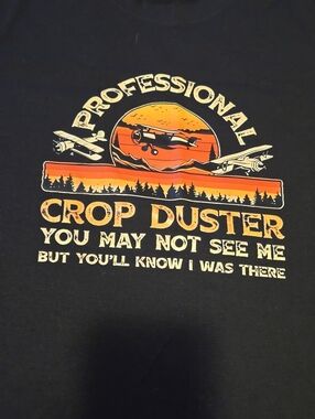 Black 'Professional Crop Duster' Graphic T-Shirt XL